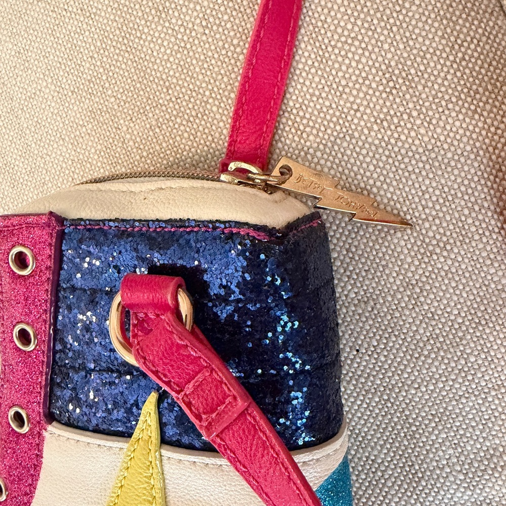Betsey Johnson Roller Shoe Crossbody Bag - Pink, Blue & Yellow Sparkle - Picture 5 of 7